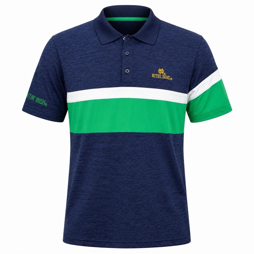Champion Notre Dame Fighting Irish Polo Shirt Mens S Blue Green Performance Golf